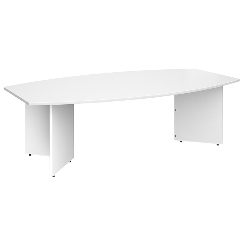 Boat Shape Boardroom Table - White - 7250 x 2400 x 1000mm