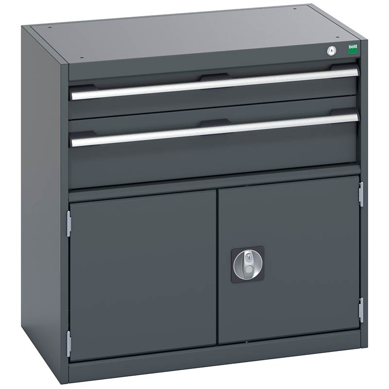 Bott Cubio Anthracite Cabinet with Double Door and 2 Drawers - 800 x 800 x 525mm