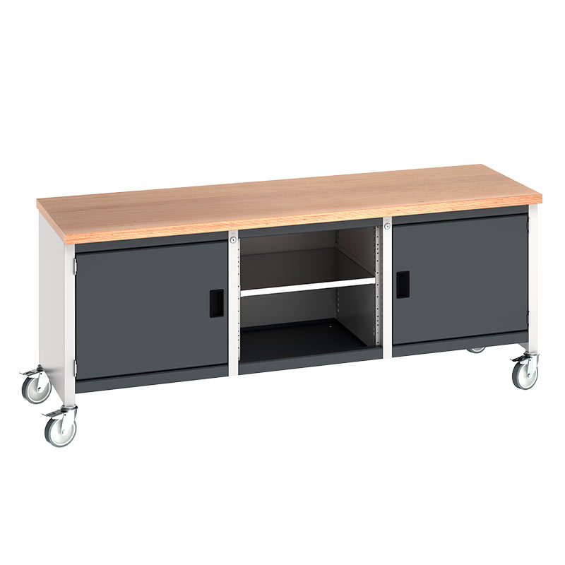 Bott Cubio Mobile Storage Bench, 2 x 500 cupboards - 840 x 2000 x 750mm