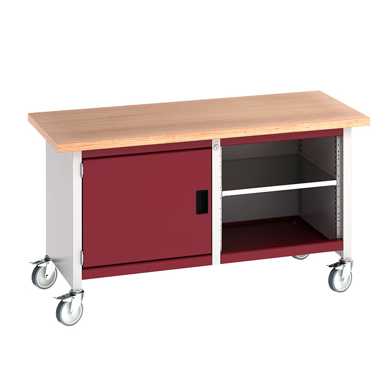 Bott Mobile Storage Bench, 500 cupboard, adjustable shelf - 840 x 1500 x 750mm