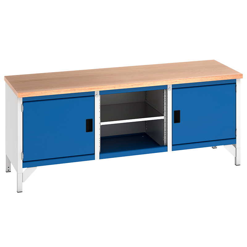 Bott Cubio Multiplex Storage Bench with 2 cupboards and Open Section - 840 x 2000 x 750mm