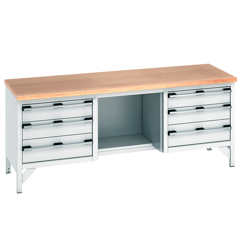 Bott Cubio Multiplex Storage Bench 6 Drawers and open Section - 840 x 2000 x 750mm