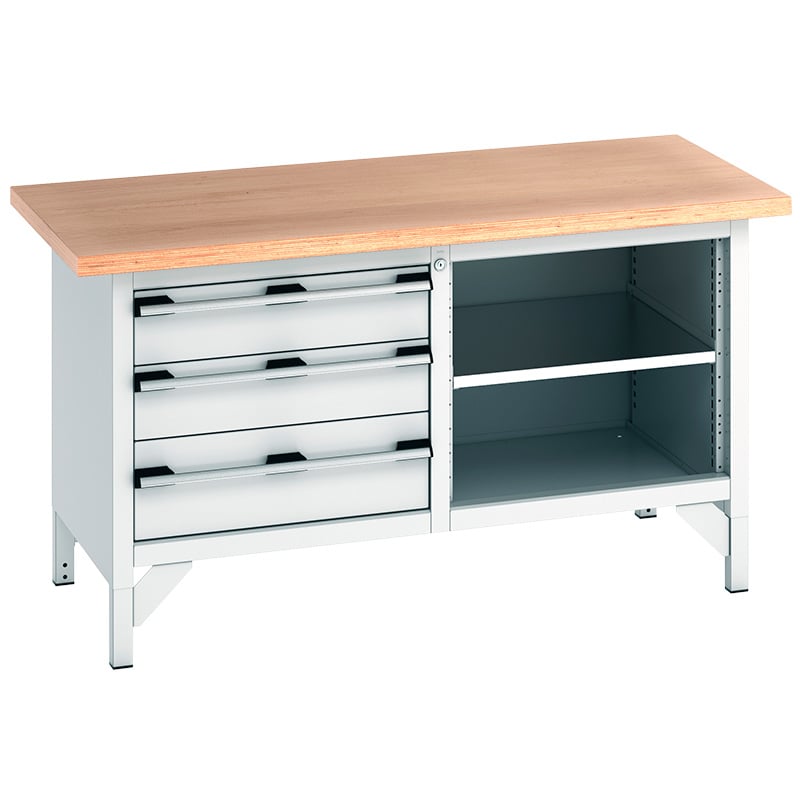 Bott Cubio Multiplex Storage Bench with 3 Drawers and Open Section - 840 x 2000 x 750mm