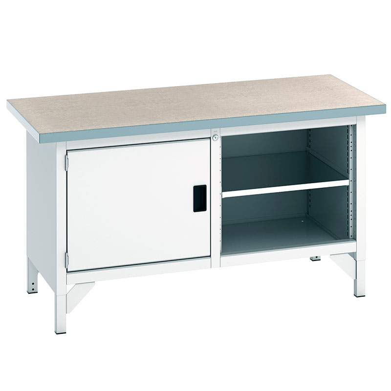 Bott Cubio Storage Bench with Lino Worktop - Cupboard and Open Section - 840 x 1500 x 750mm