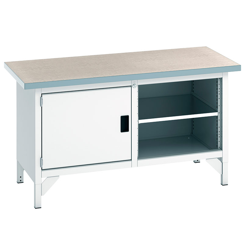 Bott Cubio Storage Bench Lino Worktop - Cupboard & Open Section - 840 x 1500 x 750mm