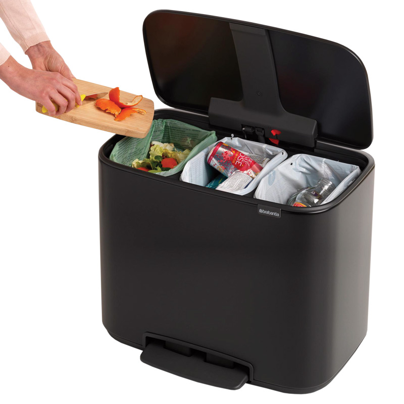 Brabantia Triple Compartment Recycling Bin - 3x 11L - Black 
