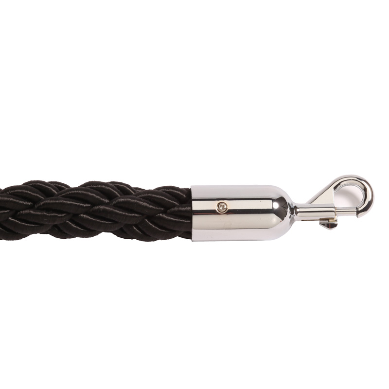 1.8m Black Braided Twisted Barrier Ropes with Slide Snap Connectors