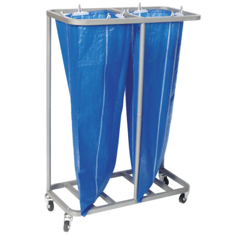 Grey Steel Double Mailroom Sackholder Trolley - 1118 x 788 x 406mm