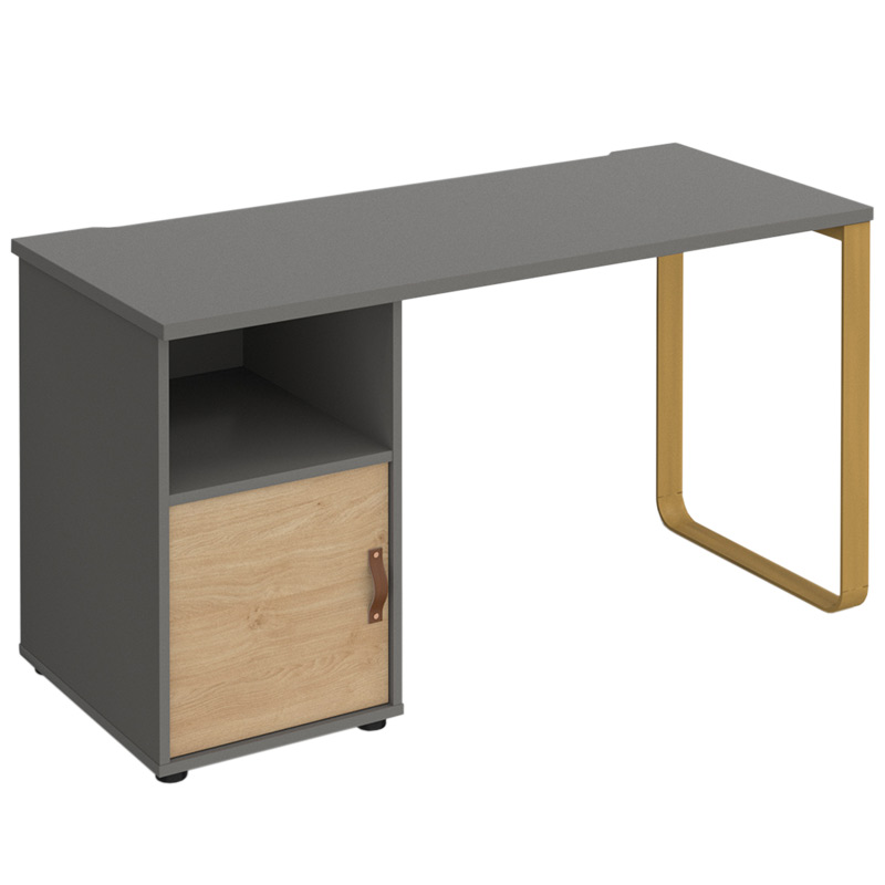 Cairo Sleigh Frame Desk with Pedestal and Cupboard Door - 730 x 1400 x 600mm