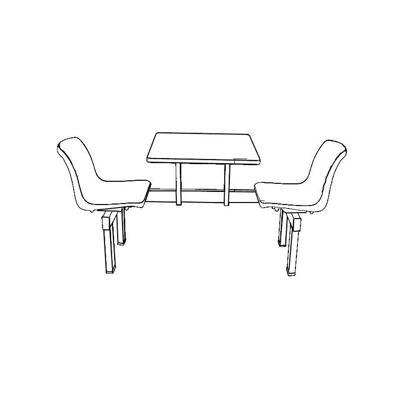 Steel Canteen Table Unit with Moulded Polypropylene Seats -  2 Seat Edge Unit