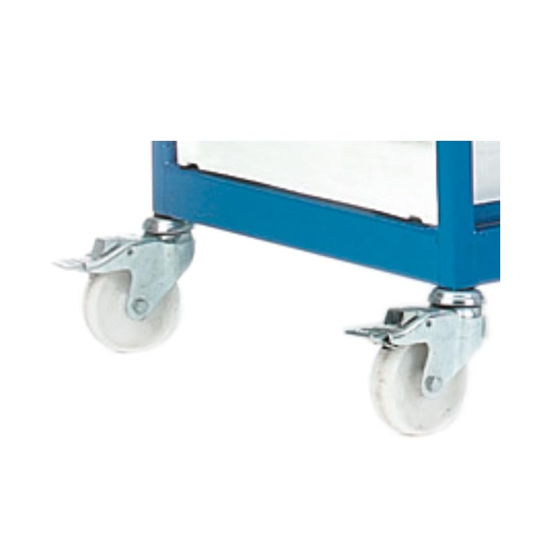 2 Braked Castors for Mobile Tray Rack