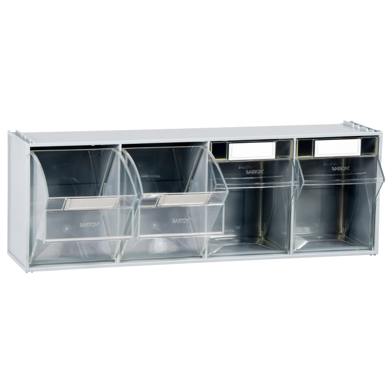 Clearbox Tilt Bin - 4 bin Storage Drawer system - 206 x 179 x 600mm