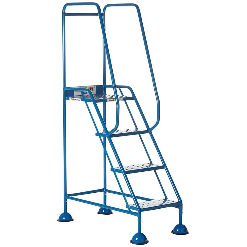 Climb-It 4 Tread Domed Feet Safety Steps - Punched Metal Treads - 1725 x 580 x 985mm - Blue