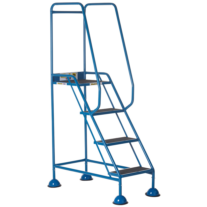 Climb-It 4 Tread Domed Feet Safety Steps - Anti-Slip Rubber Treads - 1725 x 580 x 985mm - Blue