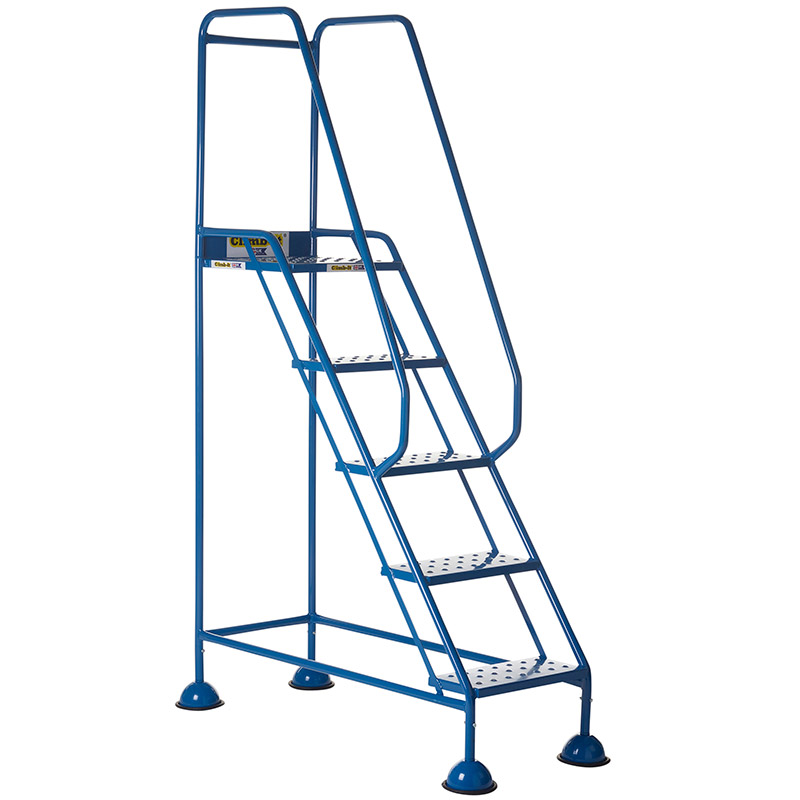 Climb-It 5 Tread Domed Feet Safety Steps - Punched Metal Treads - 2030 x 610 x 1150mm - Blue