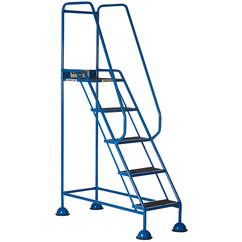 Climb-It 5 Tread Domed Feet Safety Steps - Anti-Slip Rubber Treads - 2030 x 610 x 1150mm - Blue