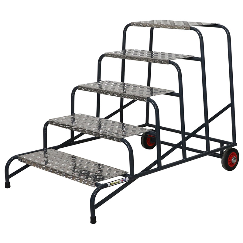 Climb-It 5 Tread Wide Work Steps with Wheels - 1000mm High Platform - 1000 x 880 x 1300mm