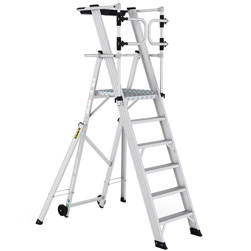 Climb-It Large Platform Folding Steps with Safety Gates - 6 Tread