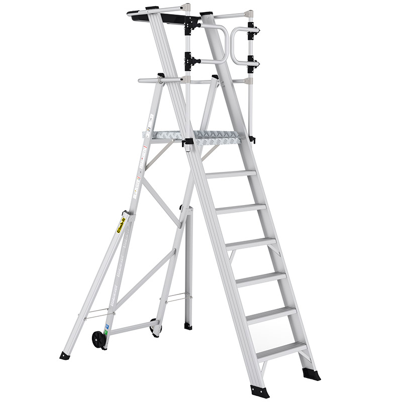 Climb-It Large Platform Folding Steps with Safety Gates - 7 Tread