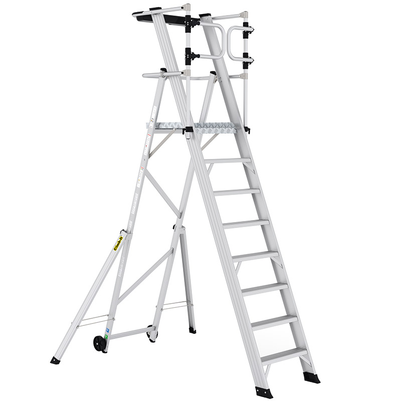 Climb-It Large Platform Folding Steps with Safety Gates - 8 Tread