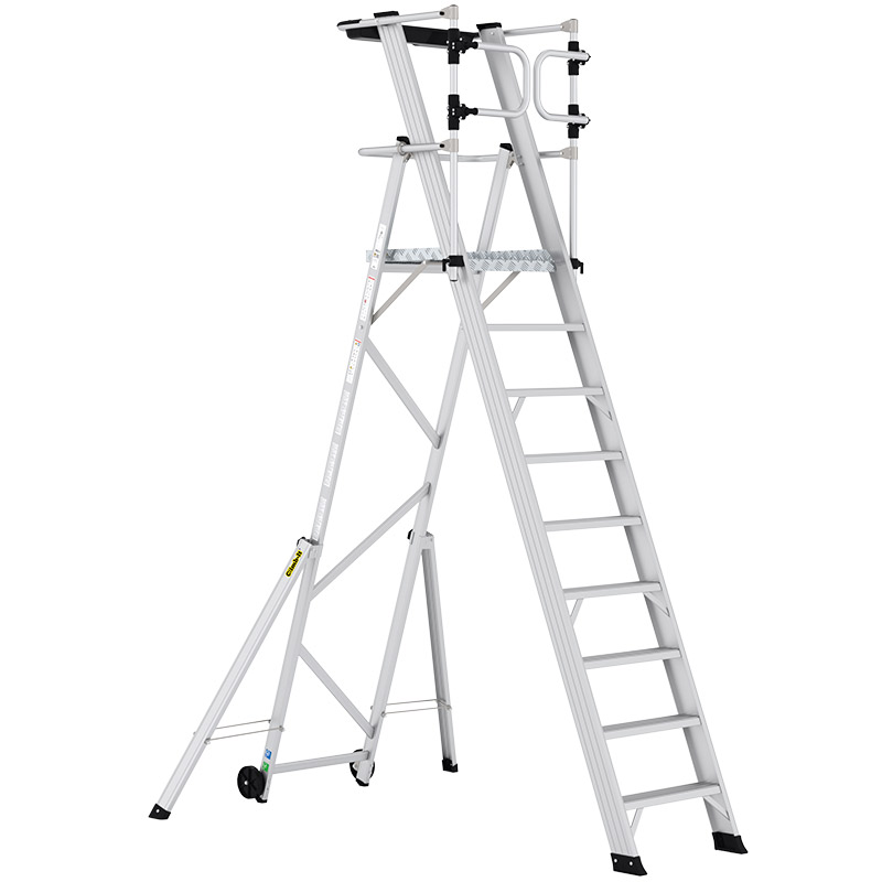 Climb-It Large Platform Folding Steps with Safety Gates - 9 Tread