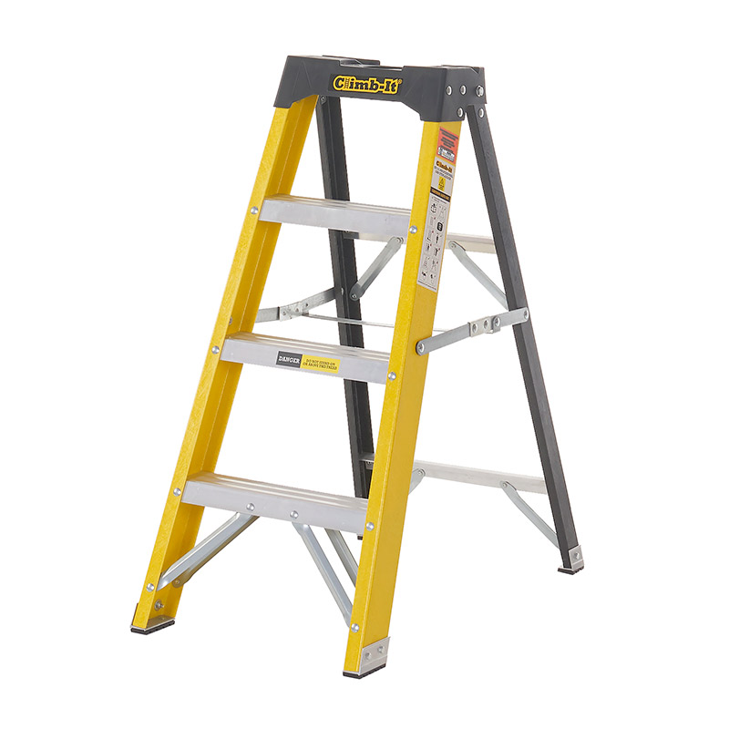 Climb-it 3-Tread Glass Fibre Swingback Stepladder EN131 Rated