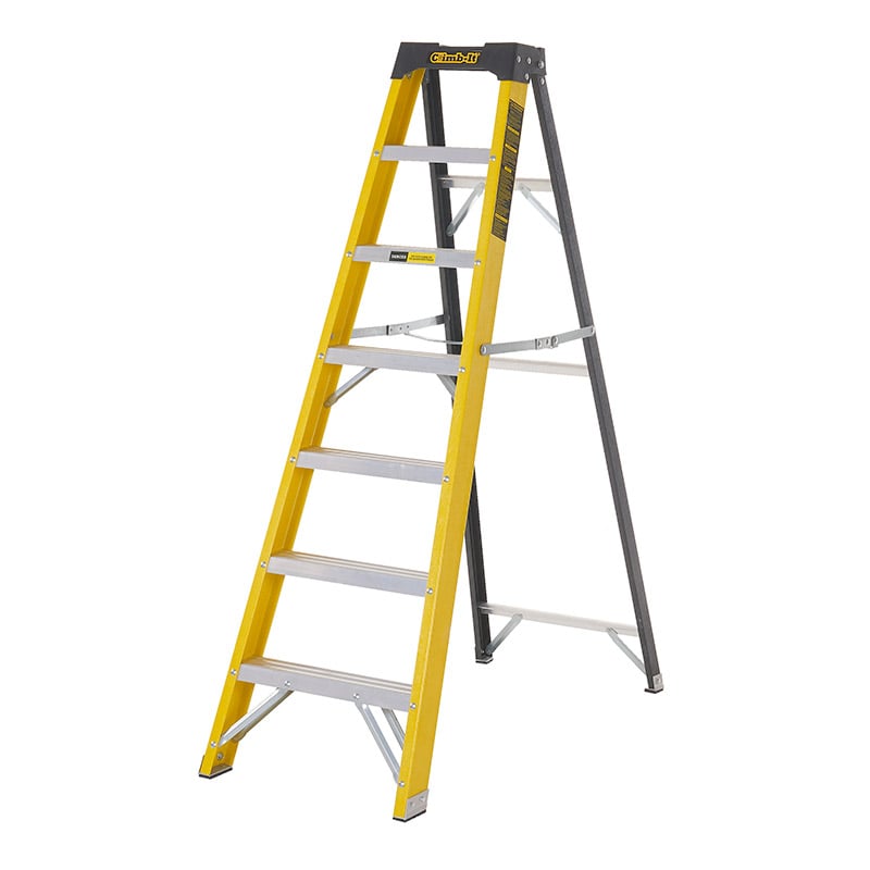 Climb-it 6-Tread Glass Fibre Swingback Stepladder EN131 Rated
