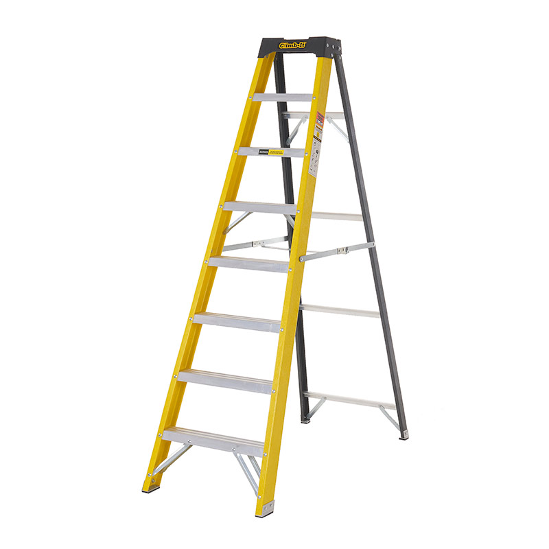 Climb-it 7-Tread Glass Fibre Swingback Stepladder EN131 Rated