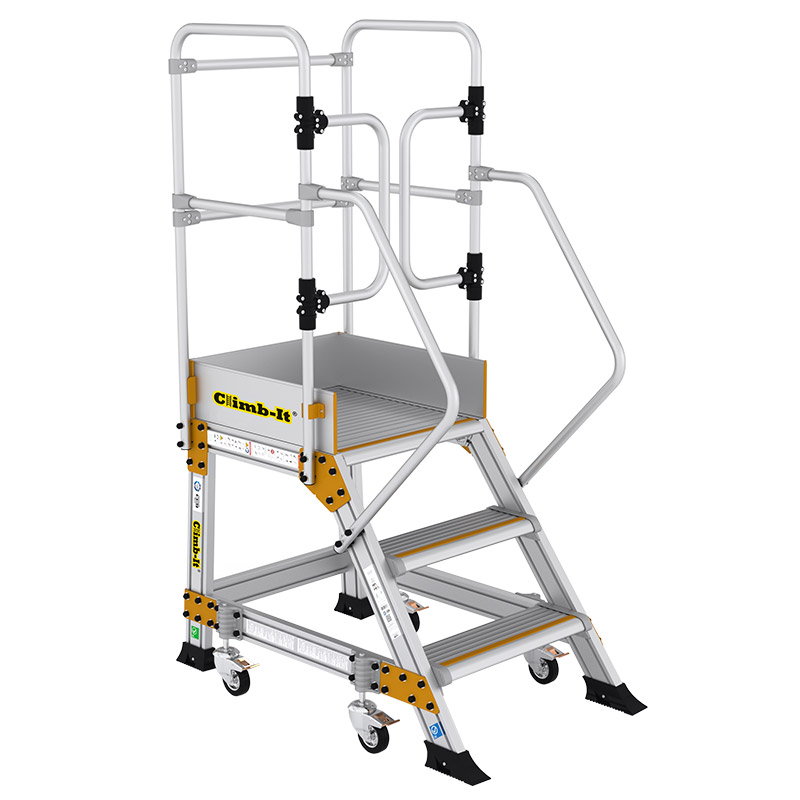 Climb-It 3-Tread Weight Reactive Aluminium Safety Steps - 750mm Platform Height