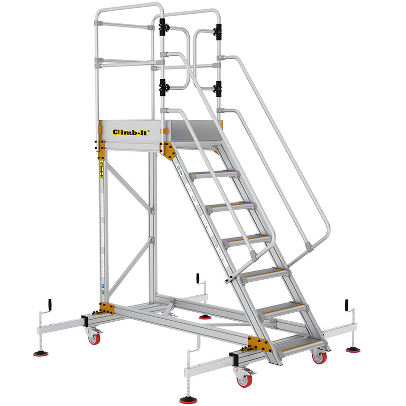 Climb-It 7-Tread XL Platform Aluminium Safety Steps with Stabilisers - 1750mm high platform