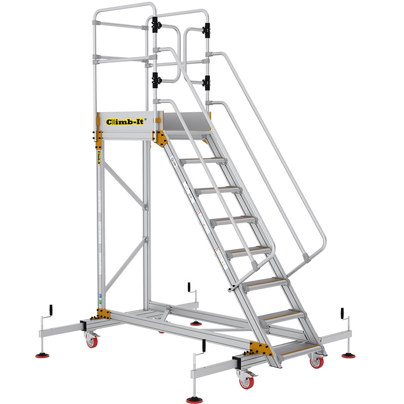 Climb-It 8-Tread XL Platform Aluminium Safety Steps with Stabilisers - 2000mm high platform