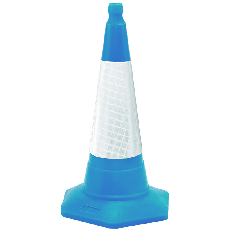 Coloured Cones With Reflective Sleeves Blue 750mm