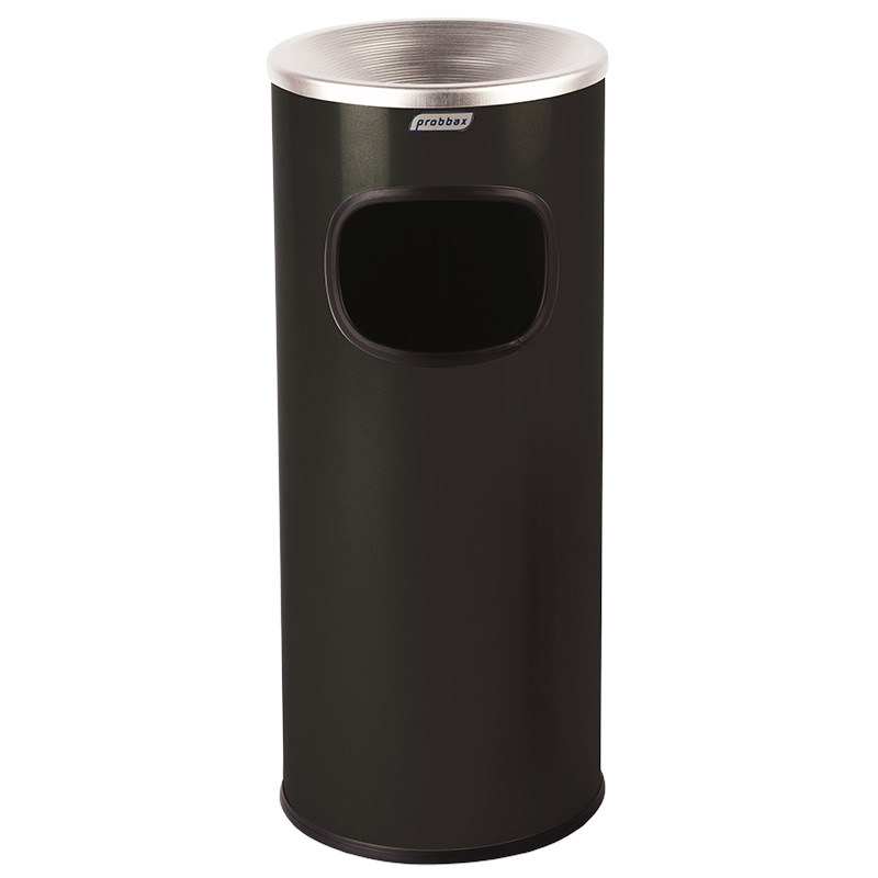 30 Litre Steel Cigarette & Litter Bin - Black