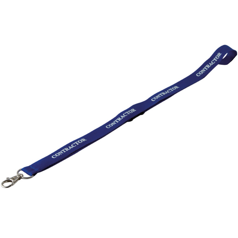 Blue Textile Contractor Lanyard with Safety Lock & Carabiner - Pack of 10 - Unisex