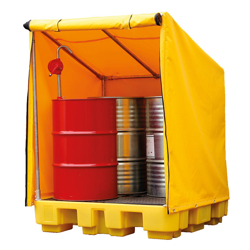 Covered drum storage pallet (4 drums) 1850 x 1380 x 1290mm