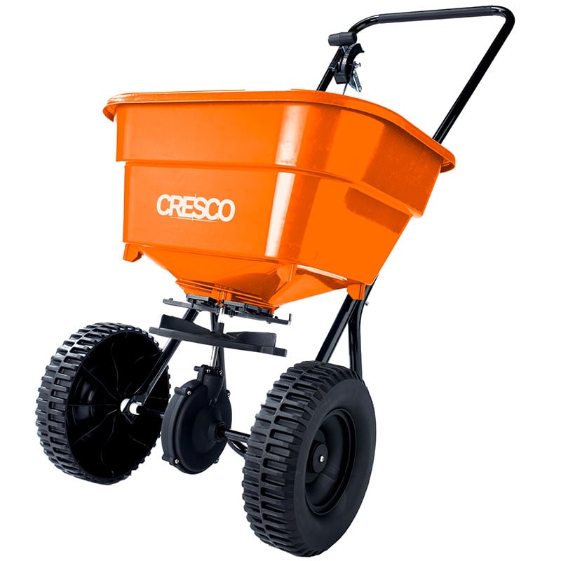 Cresco 36kg Spreader for All Seasons -1.5-3m spread width - Orange hopper - Plastic wheels 