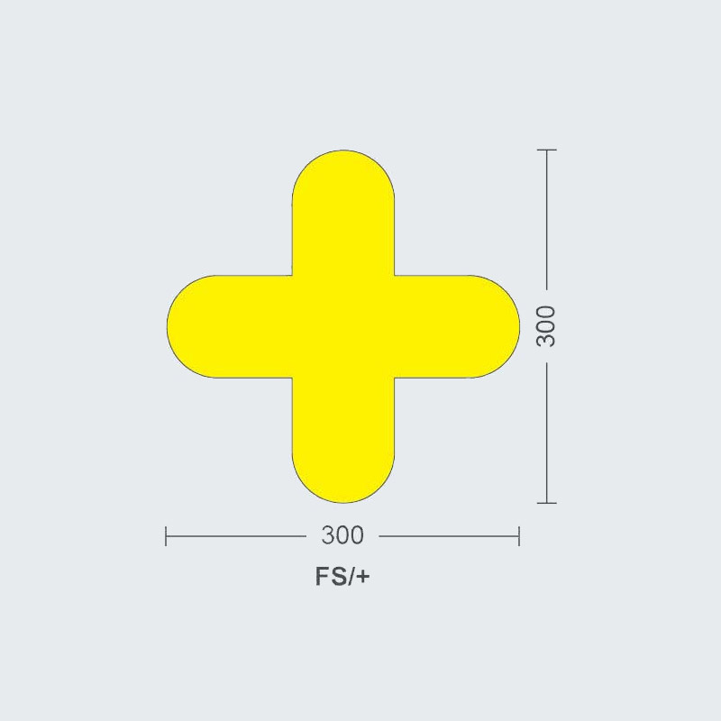 Adhesive Floor Signal Markers - + symbol - 300 x 300mm - Pack of 10