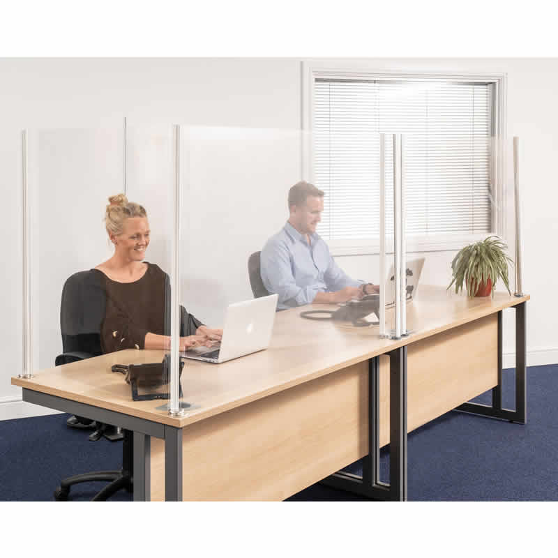 Social Distancing Medium Desk Screen - L shape, UK Manufactured