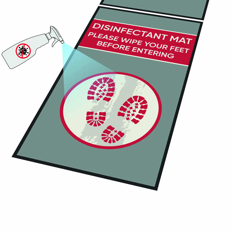 Disinfectant Entrance Mat printed with Please Wipe Your Feet Before Entering - 6 x 850 x 1500mm
