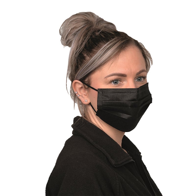 Disposable 3-ply Black Face Mask, pack of 50