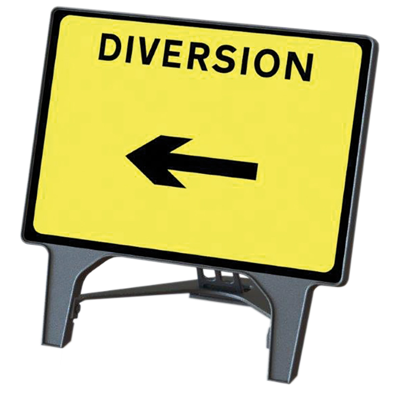 Diversion Left Arrow Q Sign Traffic Sign - 750 x 1050mm