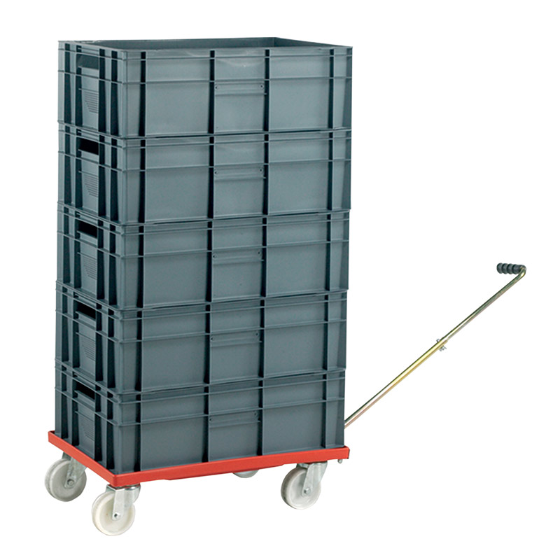 Euro Container Dolly with handle & 5 x 40L Euro Containers - 1150 x 420 x 625