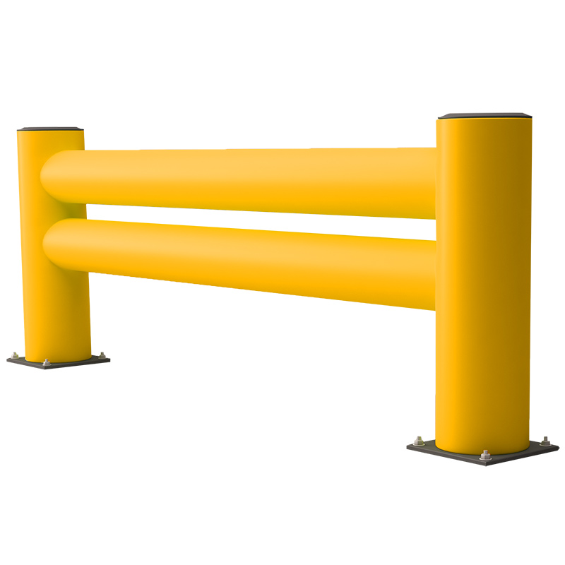 Double HDPE Polymer Rack End Barrier - Safety Yellow & Grey - 620 x 1200mm
