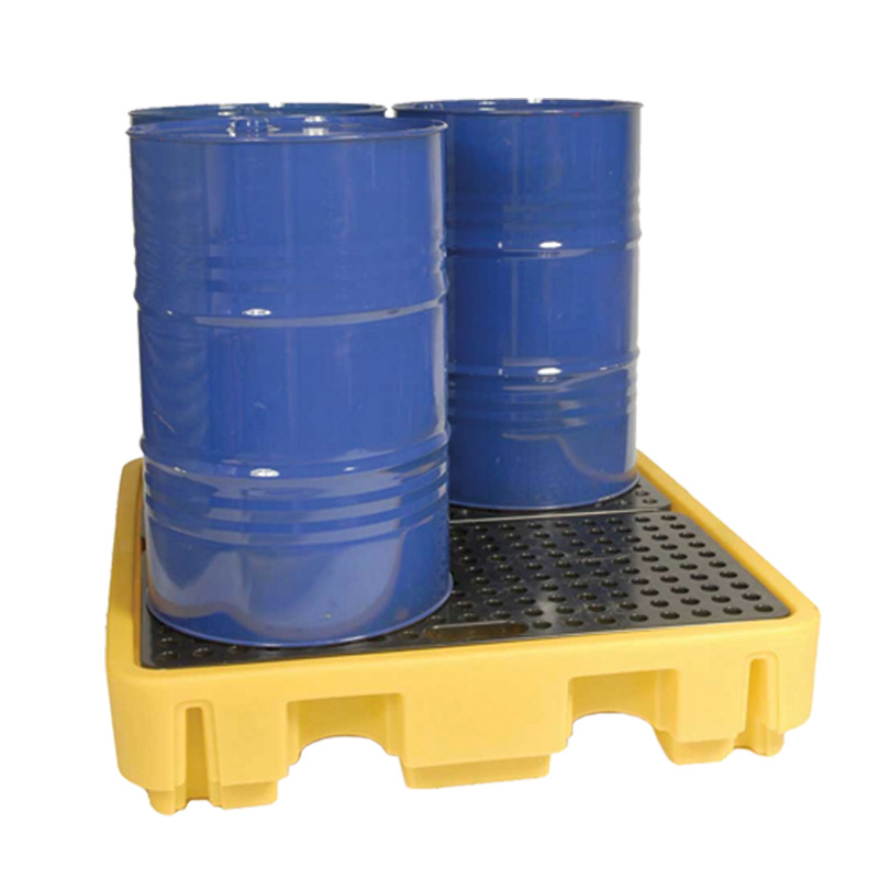 4 Drum Spill Pallet Yellow 245L capacity - 280 x 1380 x 1290mm