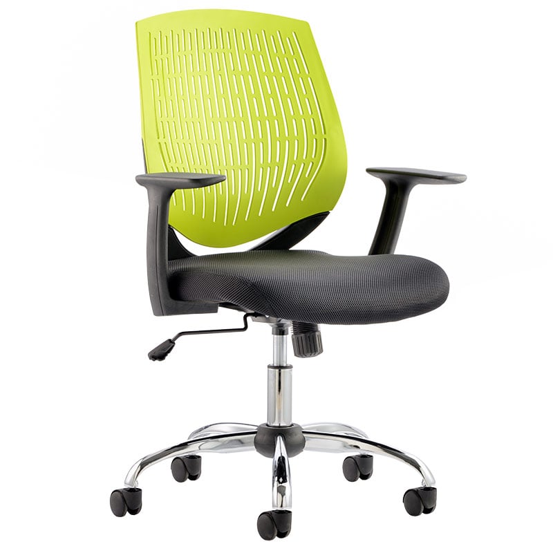 Dura Task Operator Chair with Arms - Green Backrest