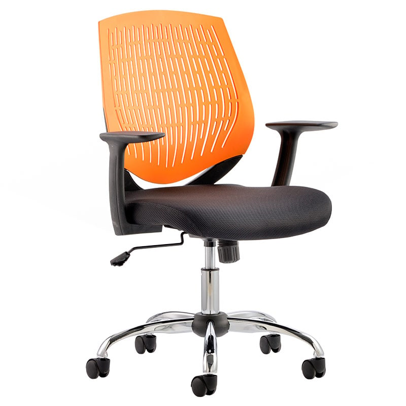 Dura Task Operator Chair with Arms - Orange Backrest
