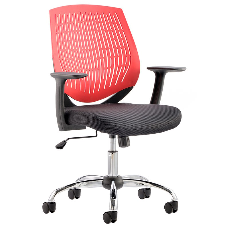 Dura Task Operator Chair with Arms - Red Backrest