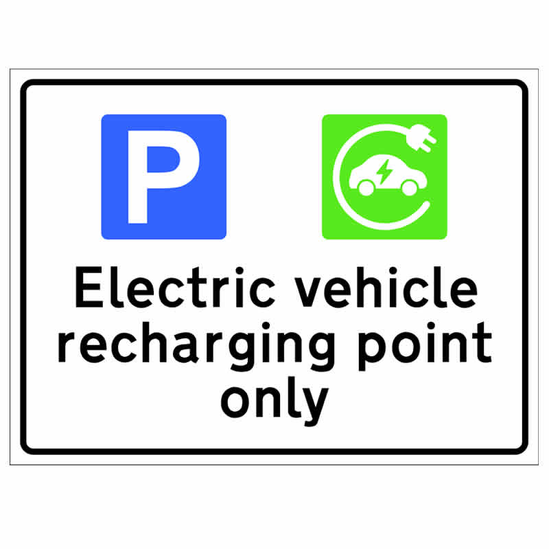 Electric Vehicle Recharging Point Only Sign, 300x200, RPVC