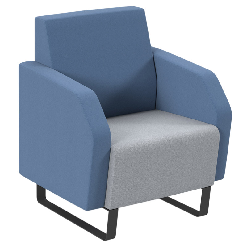 Encore Single Seater Soft Seating - Low Back Chair - Late Grey/Range Blue