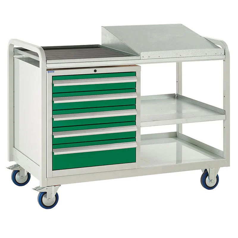 Euroslide Trolley Kit Tool Tray & Sloping Top, 5 Drawer Cabinet - 4x100mm & 1x150mm